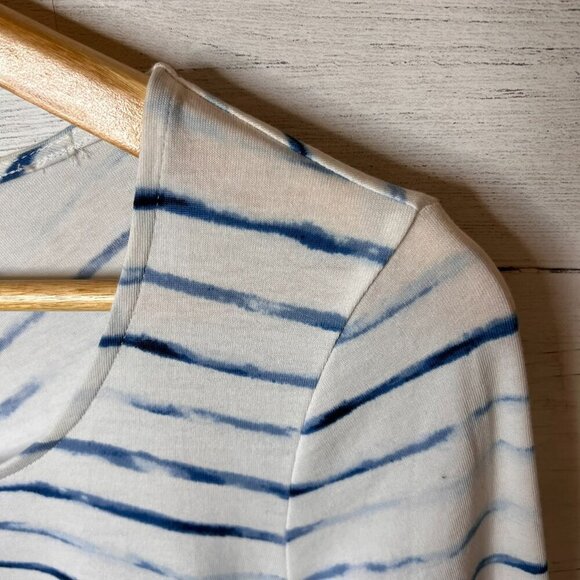 Pure Jill Tunic Womens Size Small Blue & White Striped Front Side Pocket Top - Picture 11 of 16